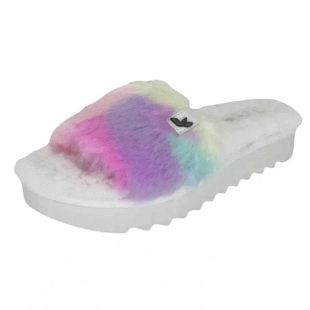 Koolaburra by UGG Womens Fuzz-AH Faux Fur Pastel Slide Sandals Size 6M - Picture 2 of 10
